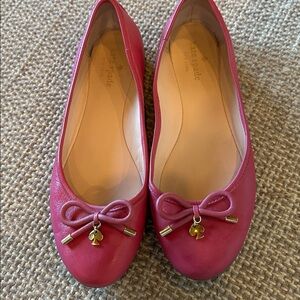 Adorable!🩷 Kate Spade Size 8 Pink Leather Ballet Flats with Bow Accent